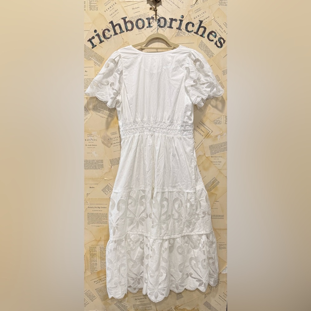 Anthropologie The Somerset Maxi Dress Cutout Edition Tiered Smocked White - Picture 7 of 7